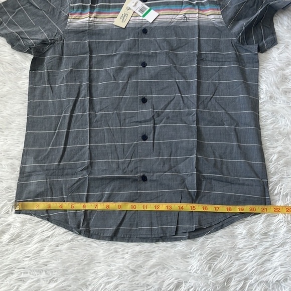 PENGUIN by Munsingwear Shirt Striped Button Down Dark Sapphire size Large - Picture 6 of 10